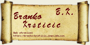 Branko Krstičić vizit kartica